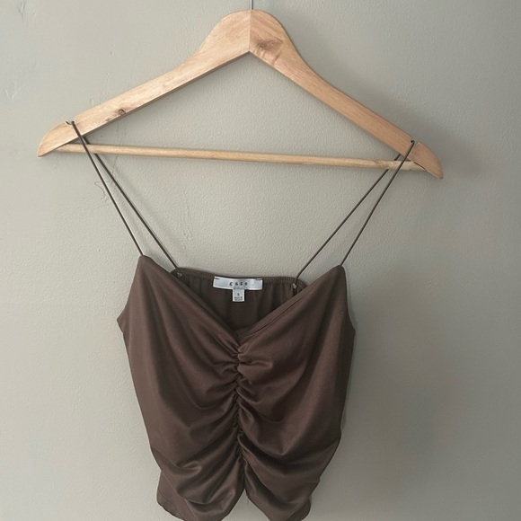 gaze Tops - Brown Scrunchy Top by Gaze